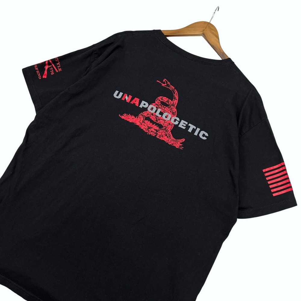 Grunt Style Black Graphic T-Shirt 3XL Unapologetic Gadsden Flag Its In My DNA‎